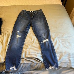 Abercrombie distressed button fly skinny jeans